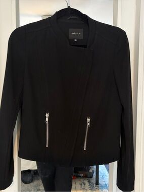 Babaton Black Asymmetrical Zip Blazer